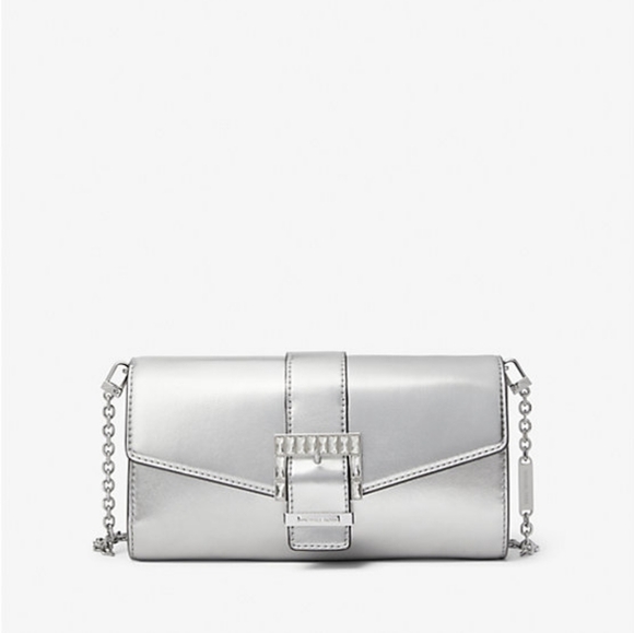 Penelope Medium Metallic Faux Leather Clutch - Picture 1 of 11